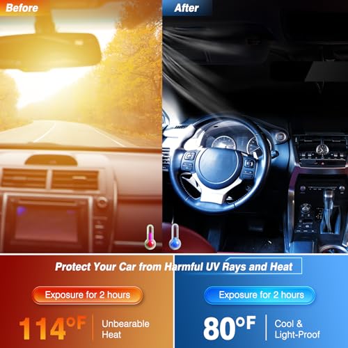 Windshield Sun Shade - Car Sun Shade Windshield, Compatible for Tesla Model 3/Y Customized, Tesla Model 3/Y Accessories 2025 Foldable Front Window Sunshade, Upgraded UV Protection Fabric - color: Light Silver(57"x36.5")
