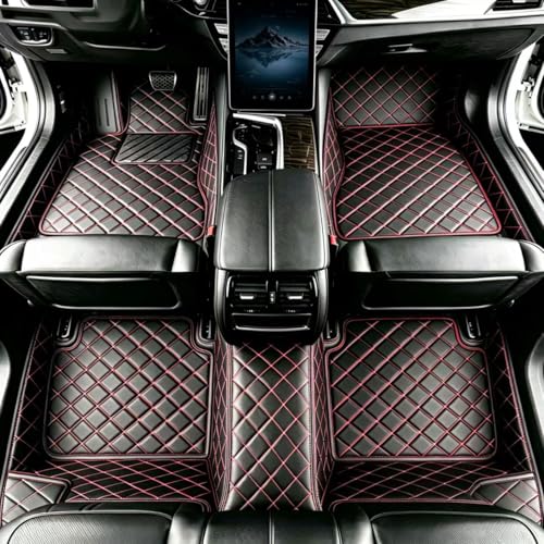 Customize Floor Mats for Cars fit 98% Sedans SUV Sports, Custom Automotive Floor Mat Fit Truck All Weather Car Protection Pads Non-Slip Auto Interior Mats (Black red) - color: Black red