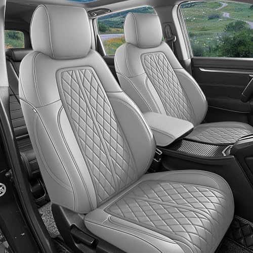 Seat Covers Custom Fit 2017-2022 Honda CR-V, Premium Faux Leather Car Seat Protector, Pet Friendly Interior Cover for CRV(Grey, Full Set) - color: Grey, size: CRV 2017-2022-Full Set