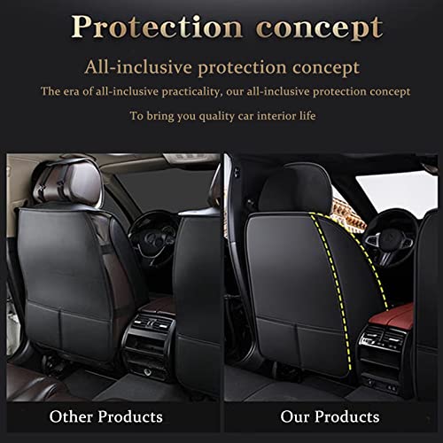 Crown Car Seat Covers Full Set, Premium Leather Waterproof Anti-Slip Automotive Interior Protector for Cars, SUVs, Pickup, Trucks & Sedans (Black+White Line) - color: Black+White