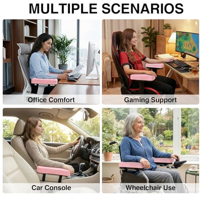Smiry Ergonomic Office Chair Armrest Pads, Memory Foam Arm Rest Covers, Non-Slip Armrest Cushion with Adjustable Buckles and Straps, Elbow Relief for Desk, Gaming & Wheelchair (Blush Pink, Set of 2) - color: Blush Pink