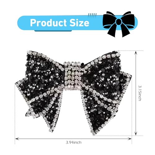2 PCS Bling Bow Car Vent Clips, Crystal Rhinestone Air Conditioning Outlet Clip, Cute Car Interior Decorative Accessories, Universal Decor Charm Clips for Women Girls (Black & Silver)