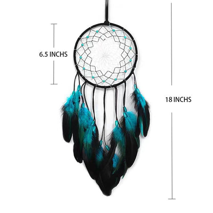 Dream Catcher Handmade Blue Feather Dreamcatchers Wall Hanging Ornament for Kids Home Decoration Girl Bedroom Craft Gift