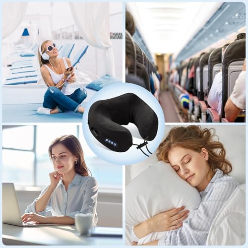 Electric Neck Massager,Portable Heated Kneading Massage Cushion Pillow,Rechargeable Shoulder Neck U-Shaped Massage Shiatsu,for Pain Relief at Home,Car,Office,Travel(Black) - color: Black