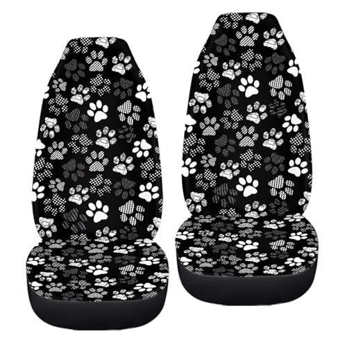 Dreaweet White Dog Paw Car Seat Covers Front Seats Women Cute Car Accessories for Girly Universal Car Seat Cover Soft Front Seat Covers for Cars SUV Trucks Van - color: White Dog Paw