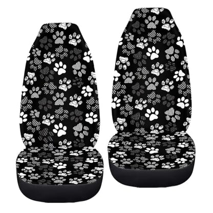 Dreaweet White Dog Paw Car Seat Covers Front Seats Women Cute Car Accessories for Girly Universal Car Seat Cover Soft Front Seat Covers for Cars SUV Trucks Van - color: White Dog Paw