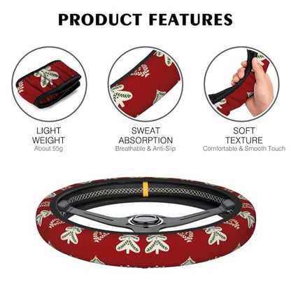 Christmas Tree Car Steering Wheel Cover, Non-Slip Absorbing Sweat Car Wheel Cover Accessories for Men Women,Universal 15" Fit Auto SUV Vans Trucks - color: Christmas Tree