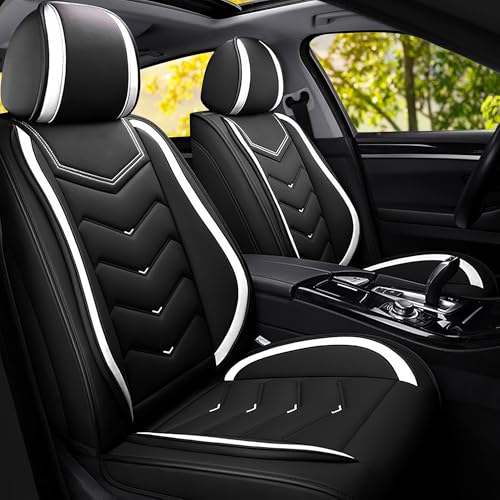 Car Seat Covers Fit for MINI 2000-2026, Stylish Sport Seat Covers, Waterproof Wear-Resistant Premium Nappa Leather Car Seat Covers.(2 Pcs Front/Black White) - color: Black White, size: Standard 2 Seats