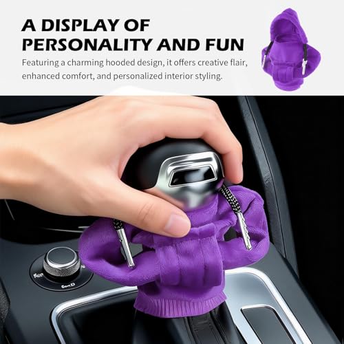 OFBAND Funny Car Gear Shift Cover,Cute Car Gear Shift Hoodie as Christmas Cars Decorations,Universal Soft Shifts Knob Cover Protects from Wear & Dust (Purple) - color: Purple
