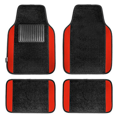 FH Group Automotive Floor Mats – Universal Fit Premium Carpet Car Mats with Driver Heel Pad, Full Set for Cars, SUVs & Trucks - Red - color: Red