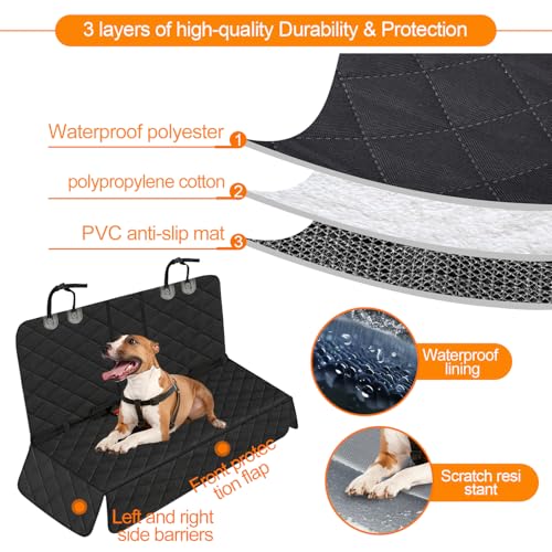 Dog Car Seat Cover for Rear Seat, Waterproof & Scratch-Proof Pet Seat Protector, Nonslip Car Seat Cover for Dogs, Universal Fit for Cars, Trucks & SUVs, Standard Size - size: Black Rear Seat Cover