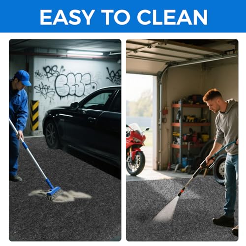 17'x7.45" Heavy Duty Garage Floor Mat with Adhesive Backing - Garage Floor mats for Under car， Garage Rugs and mats，Oil & Waterproof Non-Slip Protective Flooring for Under Cars