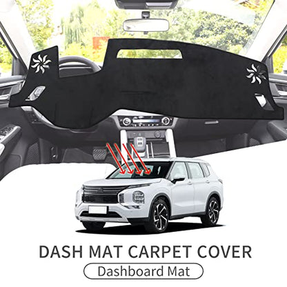 smabee Car Dash Cover Mat for Mitsubishi Outlander PHEV 2026 2025 2024 2023 (with HUD) Dashboard Cover Flannel Material Sun Shade Pad Car Sunscreen Pad Sun Protection Pad 2025 Outlander Accessories