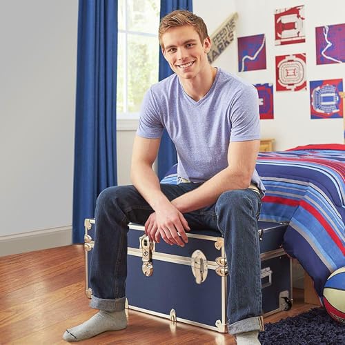 Rhino Trunk & Case Large Essential Trunk With Wheels 32”x18”x14”, 1000+ lbs Capacity - Many Colors. Strong, USA Made Summer Camp Footlocker, and Secure College Dorm Storage Chest