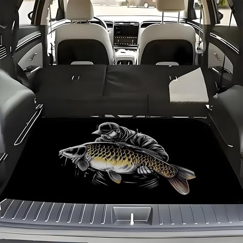 Universal Car Trunk Mat, All Weather Trunk Protection Cargo Liner, Stylish Vehicle Interior Accessories, Durable Cargo Mat Rear Trunk Line Suitable for Most Car (Humans and Carp Print, 29" x 39") - color: Humans and Carp Print