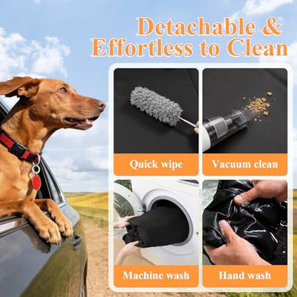 Hard Bottom Car Seat Back Cover for Dogs, Anti Scratch PU Leather Backseat Extender for Dogs, Waterproof Pet Car Hammock Supports 400 Lbs for Car, SUV, Small Truck