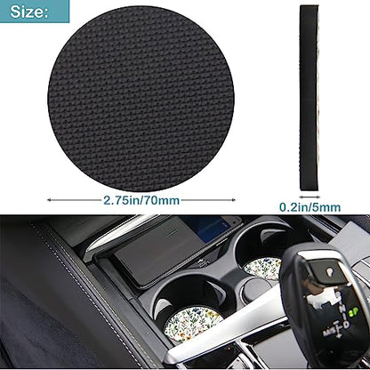 Car Cup Holder Coasters, 2 Pack – 2.75" Universal Auto Anti-Slip Insert Coaster, Rubber Car Coasters, Personalized Car Accessories for Women & Men (Wildflowers) - color: Wildflowers