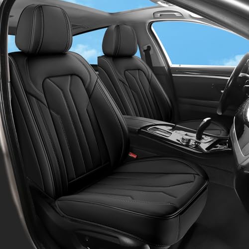Car Seat Covers Full Set,5 Seat Leather Seat Covers for Cars,Black Front Seats and Back Seat Cover,Waterproof Car Seat Cushion Protectors,Universal Fit for Most Cars SUV Trucks - color: Black
