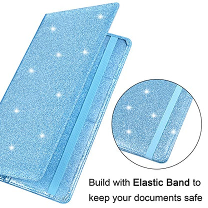 Wisdompro Car Document Holder Organiser, PU Leather Vehicle Insurance and Registration Holders Wallet Case for ID Card, Driving Licence, Key Contact Information Cards - color: Glitter Light Blue