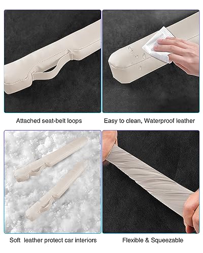 Leather Car Seat Gap Filler Universal for Car Truck SUV to Block The Gap Between Seat and Console Stop Things from Dropping 2 Packs Beige - color: beige