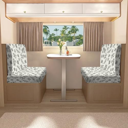 molasofa RV Dinette Cushion Covers, RV Booth Seat Cover Stretchable Camper Cushion Couch Covers Washable Slipcovers for Camper Car Bench (1 Backrest Cover & 1 Bench Cover, Beige Flower) - color: Beige Flower, size: 1 Bench Cover & 1 Backrest Cover