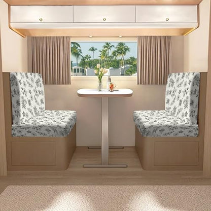 molasofa RV Dinette Cushion Covers, RV Booth Seat Cover Stretchable Camper Cushion Couch Covers Washable Slipcovers for Camper Car Bench (1 Backrest Cover & 1 Bench Cover, Beige Flower) - color: Beige Flower, size: 1 Bench Cover & 1 Backrest Cover