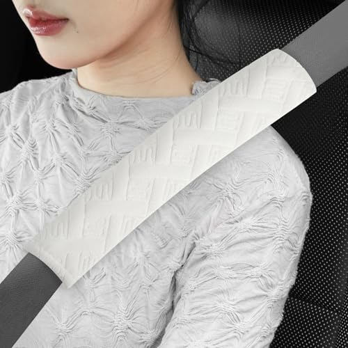 2-Pack Universal Car Shoulder Strap Pads Cover for A More Comfortable Driving, Shoulder Strap Covers Harness Pad for Car Interior Accessories(White) - color: White