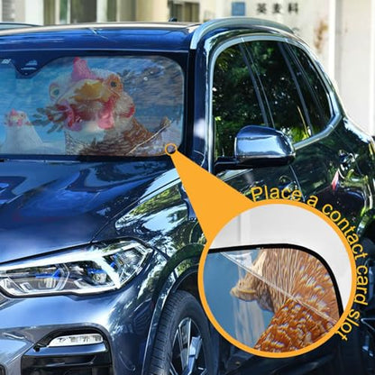 Sun Shade for Car Windshield Chicken Sky Foldable Sun Shield Heat and UV Protection Automotive Interior Protection - color: Chicken