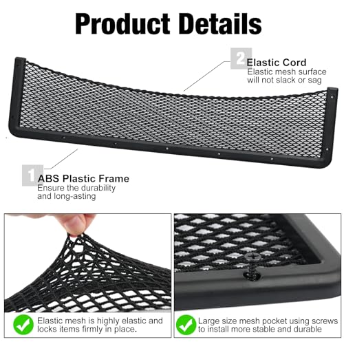 ABS Plastic Frame Automotive Cargo Nets Car Net Pocket Phone Car Mesh Net Holder RV Storage Boat Cargo Pocket Organizer Framed Mesh Net Pocket with Screws for Auto RV Net(2, 32 x 8 Inch) - size: 32 x 8 Inch