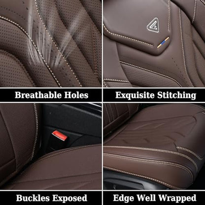 Coverado Front Seat Covers, Car Seat Covers Front Seats, Leather Seat Covers for Cars, Automotive Seat Covers Car Seat Protector Car Accessories Fit for Most Sedans SUV Pick-up Truck(Coffee)
