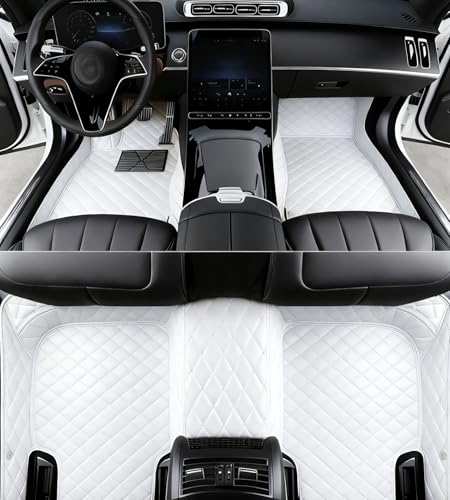 Custome Car Mats Accessories All Weather Floor mats Compatible with Automotive Floor Mats Passenger car mats (White) - color: White