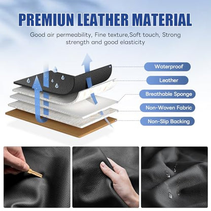 5 Car Seat Covers with Neck Pillow, Front Covers for Cars, Car Seat Cover Front Seats, Car Seat Protector Waterproof, Leather Car Seat Cushion, Universal Interior Seat Covers for Most Cars (7PCS )