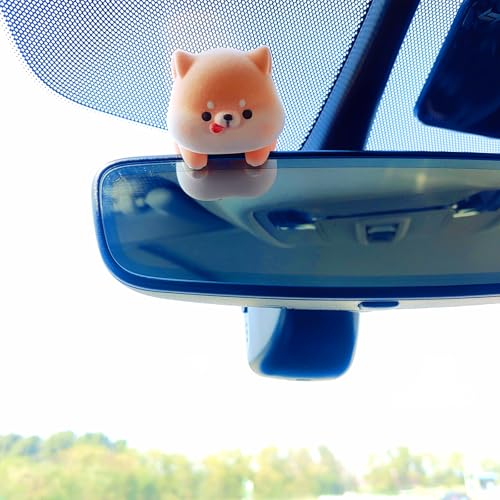 Cute Furry Animal Rear View Mirror Accessories, Car Dashboard Ornament Center Screen Decoration Rearview Mirror Charm, Car Accessories Interior Decor for Women/Men - style: Puppy