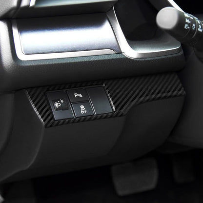 Headlight Switch Control Decal for Honda Civic 2016 2017 2018 2019 2020 2021 10th Gen Accessories ABS Carbon Fiber Interior Stickers - color: Headlight Switch Button Trim