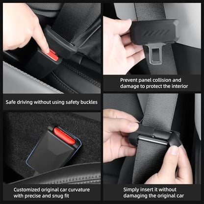 LUCKEASY 2PCS Car Seat Belt Buckle Cover for Tesla Model Y Juniper 2025 2026 /Model 3 Highland 2024-2026 Seatbelt Button Protector Seat Belt Protection Cover Car Accessories Silicone (Black) - size: 2PCS