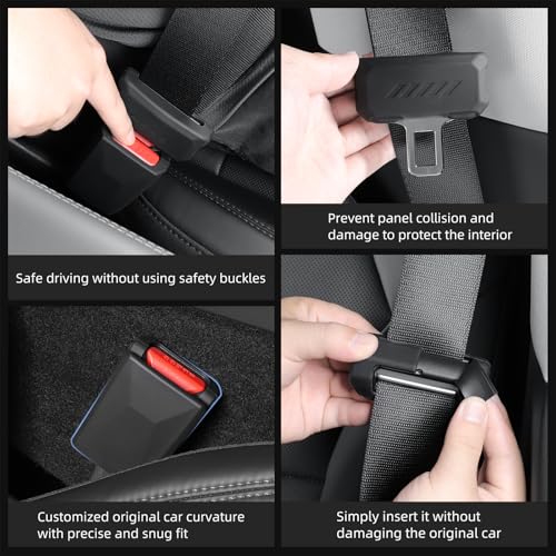 LUCKEASY Car Seat Belt Buckle Cover for Tesla Model Y Juniper Standard/Premium2025 2026 & Model 3 Highland 2024-2026 Seatbelt Button Protector Seat Belt Protection Cover Accessories Silicone (Black) - size: 1PCS