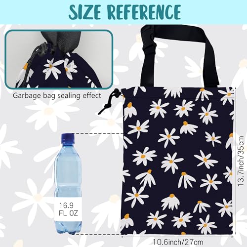 Car Garbage Bag Chamomile Flowers Hanging Canvas Car Trash Bag Waterproof Drawstring Car Back Seat Organizer for Car Back Front Seat Console with Adjustable Buckle - color: Chamomile Flowers