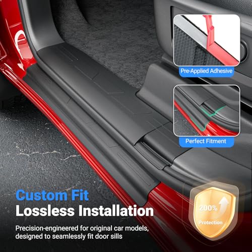 8Pcs Door Sill Protector Compatible with 2019-2026 Chevy Silverado GMC Sierra 1500 Crew Cab Car Threshold Protector Car Door Entry Guard Replacement for 2019-2026 Chevy Silverado Accessories - size: Compatible with 19-26 Silverado Sierra(INT+EXT)