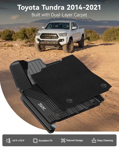 3W Floor Mats & Carpet Fit Toyota Tundra 2014-2021 (Only for CrewMax Cab) TPE All Weather Custom Fit Floor Liner for Toyota Tundra 1st and 2nd Row Full Set Car Mats, Black - style: 8. Tundra|14-21|Floor Mats&Carpet