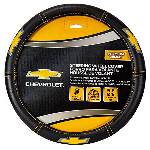 Plasticolor 006693R01 Deluxe High Contrast Stitching Premium Steering Wheel Cover Compatible with Chevrolet for Cars, Trucks & SUV