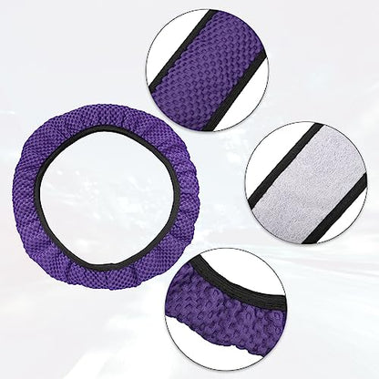 X AUTOHAUX Steering Wheel Cover Universal Elastic Stretch Antislip Breathable Microfiber Ice Silk Interior Trim Wheel Protector for Car Truck SUV Purple - color: Purple