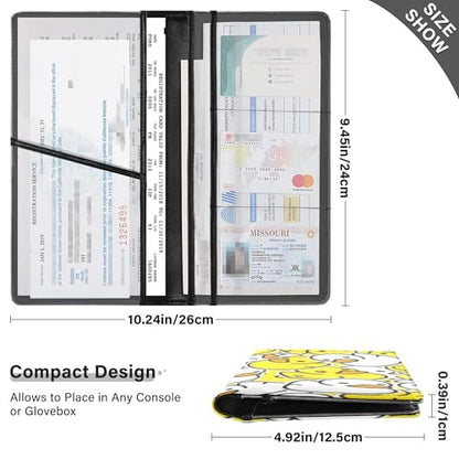 linqin Car Registration and Insurance Card Holder, Rubber Duck Yellow White Glove Box Organizer Card Document Wallet - color: Rubber Duck Yellow White