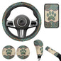 Dog Claw Car Steering Wheel Covers Set Bohemian Print Car Interior Accessories Cup Holder,Handbrake Gear Cover for Vans Truck SUV - color: Dog Claw