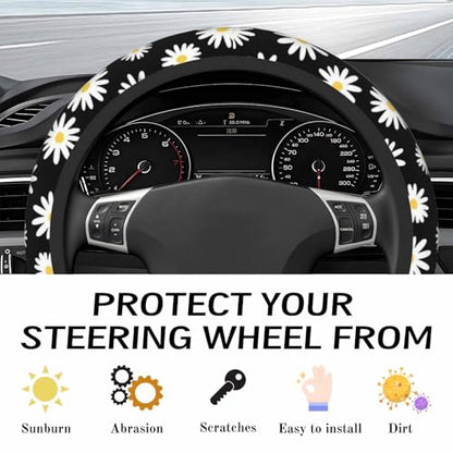 Steering Wheel Cover Accessories Neoprene Cover, Breathable Non-Slip Easy to Install Suitable for Women Men, 14.5-15.5 Inch for Car SUV Van Truck Universal - Persia Flower - color: Persia Flower