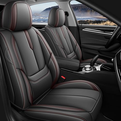 Front Seat Covers for Chevy Malibu 1999-2025, Leather Car Seat Protector, Bucket Seat Covers, Waterproof Car Seat Cushions, Stylish Full Coverage Car Seat Covers(Black/Brown,2 Seat) - color: 2 Seat- Black Brown, size: for Chevy Malibu