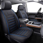 LUCKYMAN CLUB Silverado Seat Covers Fit for 2007-2023 2024 2025 Chevy Silverado Sierra 1500 2500 3500 Crew,Double,Extended Cab with Water Proof Faux Leather (Black & Blue Full Set) - color: Black & Blue, size: Full set