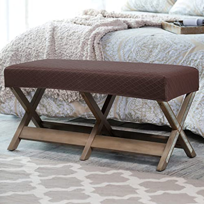 Fuloon Stretch Jacquard Dining Bench Cover - Anti-Dust Removable Bench Slipcover Washable Seat Cushion Protector for Bedroom, Kitchen, Hotel, Banquet (Chocolate) - color: Chocolate