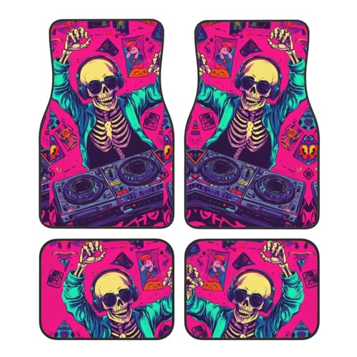 car Foot mat Skeleton DJ Non-Slip Carpet Mats for Cars & Trucks,Decorative Front & Rear Vehicle Foot Rugs,4-Piece Car Floor Mat Set,Universal fit Floor mats