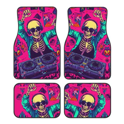 car Foot mat Skeleton DJ Non-Slip Carpet Mats for Cars & Trucks,Decorative Front & Rear Vehicle Foot Rugs,4-Piece Car Floor Mat Set,Universal fit Floor mats