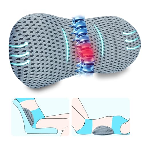 kasney Lumbar Support Pillow, Memory Foam Lumbar Pillow for Lower Back Pain Relief, Back Support Pillow for Office Chair, Car Seat - Gray - color: Light Gray